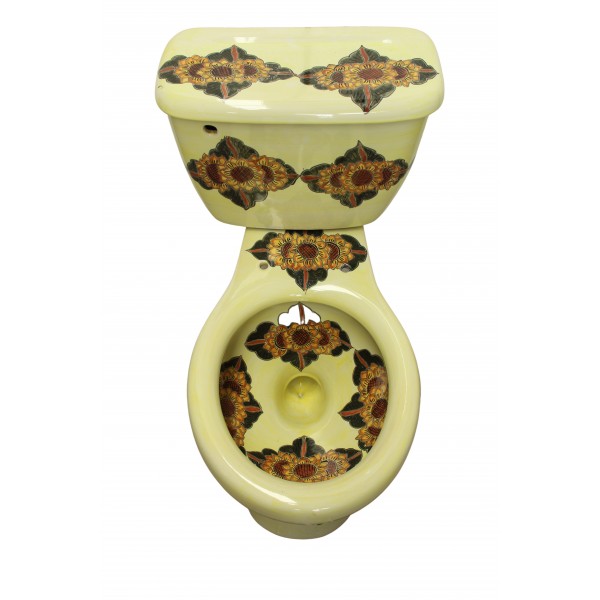 Mexican Talavera Toilet Set Girasoles Amarillos